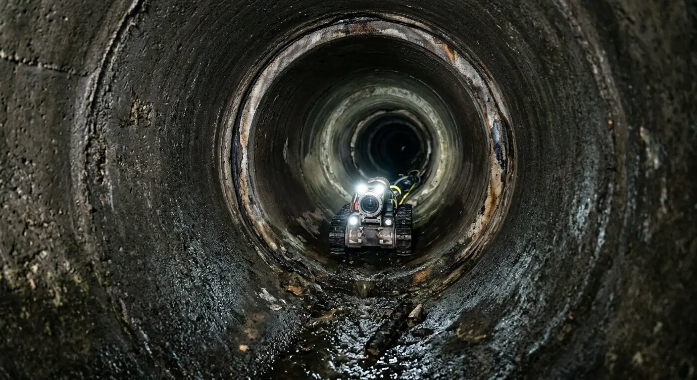Robotic sewer camera inspecting pipe interior for Sewer Line Repair in Lloyd